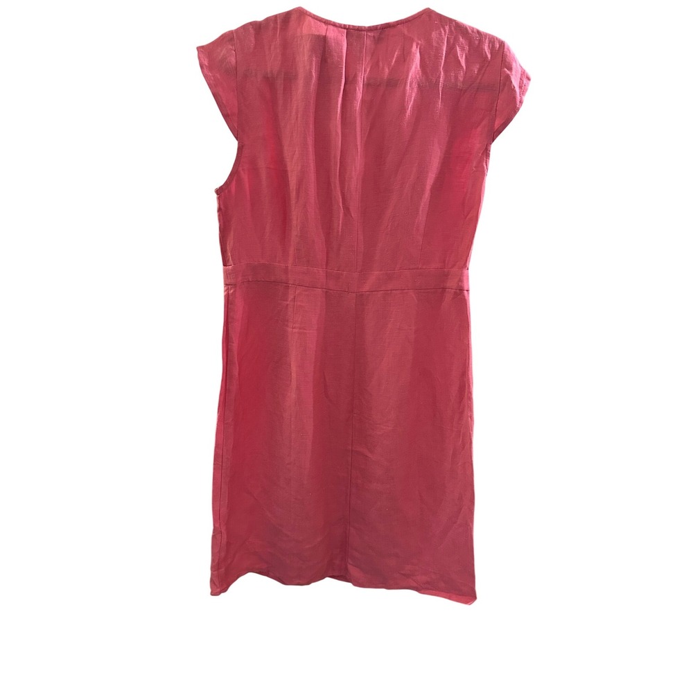 J.Crew Pink Linen Blend Wrap Dress V-Neck Cap Sleeve Size 14 - Picture 3 of 7